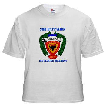 3B4M - A01 - 04 - 3rd Battalion 4th Marines with Text - White T-Shirt - Click Image to Close